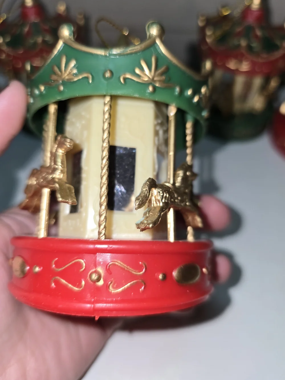 Set Of 10 Vintage Horse Carousel Christmas Ornaments